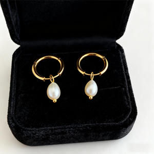 Kore toptan 18k altın kaplama iş küpe paslanmaz çelik su geçirmez hipoalerjenik inci boncuklu küpe kadınlar kız için - Product Image 4