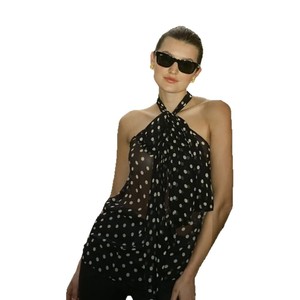 Top Halter de Gasa con Estampado de Puntos Retro Estilo Europeo Americano para Mujer, Camiseta sin Mangas, Moda Urbana - Product Image 5