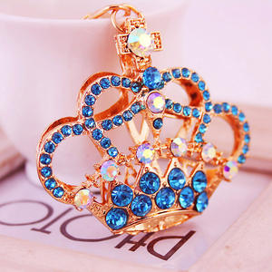 سعر المصنع الفاخرة الاكسسوارات المعدنية الكرتون لطيف كريستال مخرمة تاج من حجر الراي المفاتيح - Product Image 2