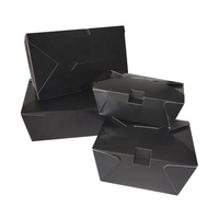 Boîtes à emporter noires avec système de fermeture à languette, emballages pour la restauration rapide, boîtes en papier à emporter, contenants alimentaires en papier noir anti-fuite
