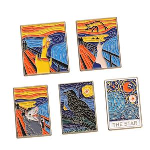 Fashional Galaxy Moon Crow insignia arte pintura esmalte pines - Product Image 1