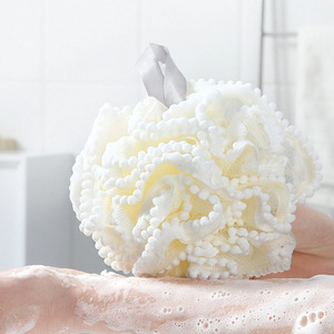 Bath Sponge Ball Soft Polyester For Scrubbing And Lathering White - Product Image 1