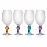 Lot de 2 verres à vin colorés de 350 ml avec pied, gobelets de luxe en verre ambre, gris, turquoise, violet, pour fêtes, style bohème, faits à la main