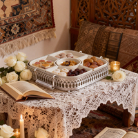 Plateau de service de luxe arabe pour le Ramadan, boîte à collations divisée, bol à noix en métal doré ou argenté, récipient à dattes, décoration de maison islamique pour l'Aïd, cadeau