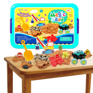 Kit de <span class=keywords><strong>sable</strong></span> artistique pour enfants certifié UE avec <span class=keywords><strong>bac</strong></span> à <span class=keywords><strong>sable</strong></span>, cadeau d'anniversaire pour garçon et fille, avec 1 lb de <span class=keywords><strong>sable</strong></span> brun et moule de train - Product Image 1