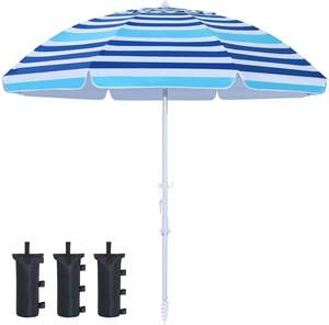 Sombrillas de playa azules con rayas de protección UV grandes y resistentes personalizadas con ancla de arena e inclinación para <span class=keywords><strong>patio</strong></span> al aire libre - Product Image 2