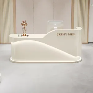 Белый стол ресепшн салон красоты L Угловой изогнутый салон мебель небольшая стойка регистрации