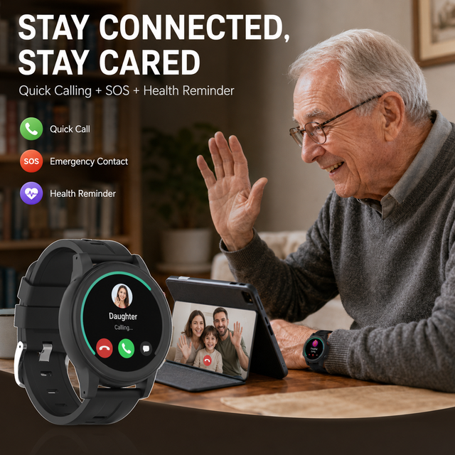 AMOLED Screen 4G Smart Watch with GPS, SOS Alarm, Health Tracker, SIM Card Supported