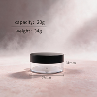 Pot vide rond transparent en plastique MINGLI de 50g pour poudre libre avec impression personnalisée, emballage cosmétique pour poudre de finition, couvercle noir