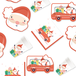 DAMAI Santa Claus and Christmas Carol-themed Disposable Paper Plates, Cups and Napkins for Christmas Parties Events - Product Image 2