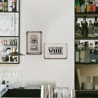 Letrero Metálico con Frase de Vino, Decoración de Pared con Diseño de Copa de Vino para el Hogar, Bar o Cocina