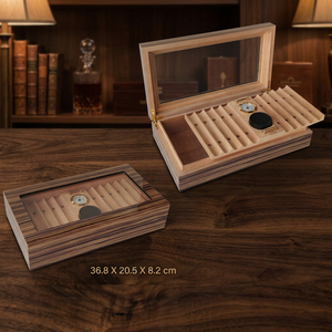 Accessoires pour cigares 1540 Humidor carré en bois écologique avec fenêtre en verre, surface polie, design européen, capacité 25 cigares - Product Image 3