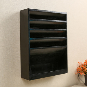 Étagère murale multi-niveaux en bois massif pour magazines, bibliothèque de rangement pour livres de bureau, noire, 5 étages, durable - Product Image 4