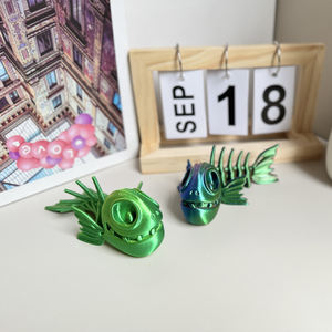 Modèle de <span class=keywords><strong>poisson</strong></span> squelette imprimé en 3D, jouet articulé réaliste et flexible, figurine mystère, cadeau pour panier de Pâques - Product Image 6