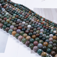 Perles rondes lisses en agate indienne naturelle 6mm 8mm 10mm 12mm, multicolores, pour la fabrication de bracelets et de colliers