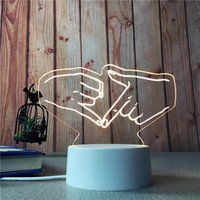 Lampe de table LED 3D en acrylique pour chambre à coucher, décoration de mariage, cadeau pour enfant fille, veilleuse tête d'animal pour la Saint-Valentin