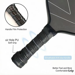 Raquette de pickleball en fibre de carbone 16 mm avec noyau alvéolé, carbone brut T700, finition grain de <span class=keywords><strong>sable</strong></span>, corps allongé et large en polypropylène, vente en gros - Product Image 3