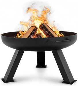 Nordic Design 60cm Steel <b>Fire</b> Bowl Outdoor Camping <b>Fire</b> <b>Pit</b> With 2 Handles 3 Sturdy Feet Water Drain Hole <b>Wood</b> <b>Burning</b> Basket - Product Image 1