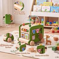 Cubo de Actividades de Madera para Bebés Qiaike, Juguetes Educativos Montessori, Juguete de Aprendizaje, Autobús Multifuncional, Caja de Actividades, Habilidades Motoras Finas para Niños