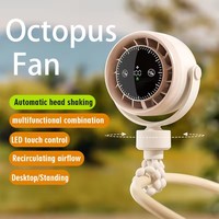 Rechargeable par USB 720 °   Mini ventilateur sans pales, moteur sans balais, portable, flexible, avec pince trépied, design pieuvre, pour poussettes de bébé