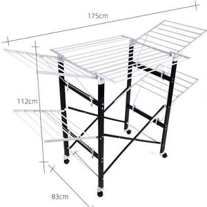 Séchoir <span class=keywords><strong>à</strong></span> linge multifonctionnel pliable <span class=keywords><strong>à</strong></span> double couche pour chambre, balcon, avec <span class=keywords><strong>roulettes</strong></span>, pour <span class=keywords><strong>vêtements</strong></span>, couettes et serviettes - Product Image 2