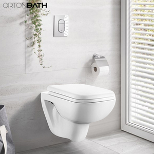 ORTONBATH <span class=keywords><strong>Toilette</strong></span> suspendue murale traditionnelle sans monture <span class=keywords><strong>Toilette</strong></span> suspendue en céramique sans monture avec housse de siège en PP - Product Image 3