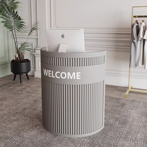 เคาน์เตอร์แคชเชียร์ขนาดเล็กพร้อมไฟสำหรับร้านทำผมหรือร้านทำเล็บ โต๊ะหน้าอเนกประสงค์สำหรับห้างสรรพสินค้า โรงยิม หรือโรงแรม - Product Image 4