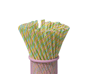 Cannucce di Carta Biodegradabili di Lusso BIOPOLY, Monouso, Portatili, a Forma di Z, Colorate e a Righe per Feste e Matrimoni - Product Image 1