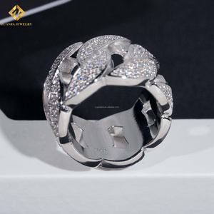 ZUANFA JEWELRY 3 Rows Stone <b>Moon</b> Shape Moissanite Hip Hop 925 Silver Rhodium Plated Pave Setting Jewelry Man Band Cuban <b>Ring</b> - Product Image 3