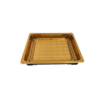 Boîte à sushi en plastique carrée dorée JY-81209, boîte de conditionnement alimentaire en plastique jetable