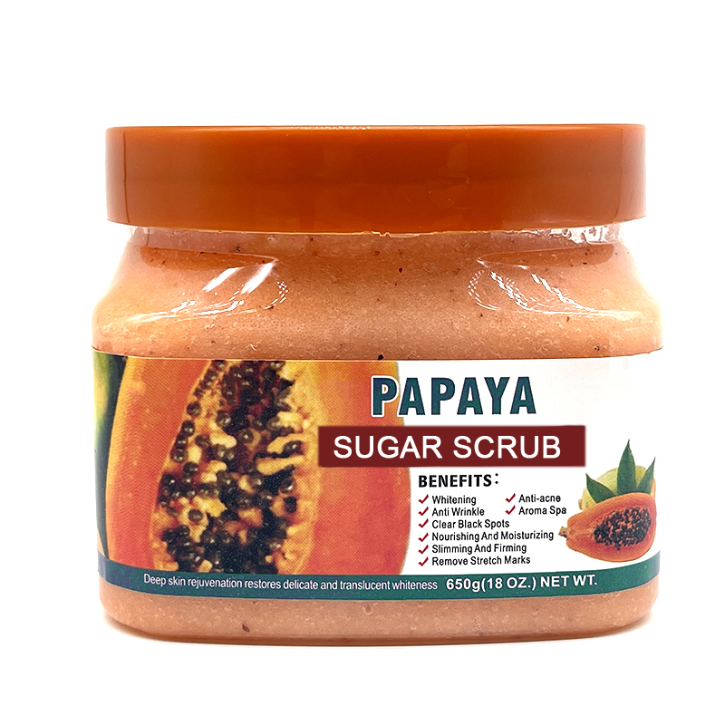 Custom Logo Private Label Natural Exfoliating Whitening Organic Papaya Shea Butter Charcoal Sugar Body Scrub