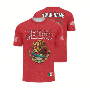 Maglia da Calcio 3D del Messico Personalizzabile con Nome e Numero, Stemma dell'Aquila, Motivo Azteco, Unisex, Maglietta per Tifosi - Product Image 2