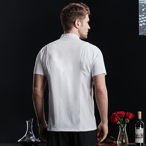 Fábrica al por mayor precio barato restaurante Chefs chaqueta uniforme poliéster algodón tela cocina Chef abrigo Hotel uniforme chaqueta - Product Image 3