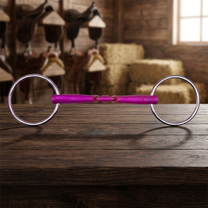 Bridon Baucher à double articulation en titane rose Tough Tack TT-PTB-001 avec emballage personnalisé - Product Image 3