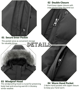 เสื้อโค้ทกันหนาวแบบมีฮู้ดของผู้หญิงแจ็คเก็ตขนเป็ดหนาแบบถอดได้ - Product Image 4