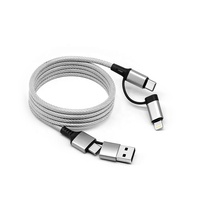 Cable Magnético 4 en 1 de 1M con Enrollamiento Automático, Cable de Datos Multirápido Trenzado de 3A 60W, USB-A Tipo-C para Accesorios de iPhone