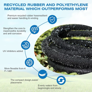 Tuyau d'irrigation <span class=keywords><strong>microporeux</strong></span> pour jardin, personnalisable en taille, 50 pieds, avec connecteurs métalliques robustes - Product Image 3