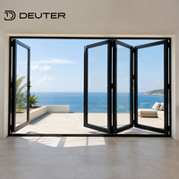 Puertas Plegables de Aluminio de Alta Resistencia con Aislamiento Térmico, Impermeables, con Malla de Seguridad, para Balcón, Patio, Doble Acristalamiento