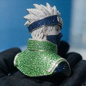 Ciondolo Anime <span class=keywords><strong>Kakashi</strong></span> <span class=keywords><strong>Hatake</strong></span> Iced Out Unico con Moissanite VVS in Argento Sterling 925, Ciondolo Sharingan Rapper Hip Hop - Product Image 3