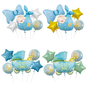 Hengsheng Party Needs Gender Reveal juegos de Decoración de cumpleaños Baby Shower Baby Boy Baby Carriage Foil Balloons