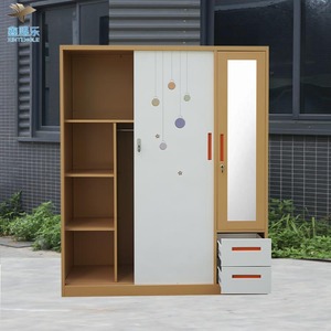 Nuevo diseño de armario de dormitorio personalizado Impresión de flores y blancas Estructura Kd Hierro de acero Almirah con precio barato - Product Image 4