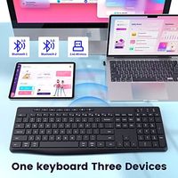 Teclado Inalámbrico Multidispositivo OEM ODM 2.4G, Teclado de PC de Tamaño Completo Dual con 8 Teclas Multimedia, Compatible con PC y Laptop