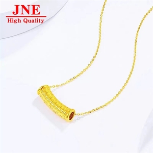 Colgante de oro 999 Baifu Tube Smile, collar 3D de oro duro con la palabra Fu en forma de codo para amigos mayores, venta al por mayor - Product Image 1