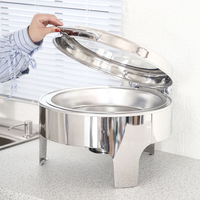 Chauffe-Plat Buffet Économiseur d'Énergie en Acier Inoxydable Poli 6L, Alimenté à l'Alcool, Contrôle Manuel de la Température 85-100°C