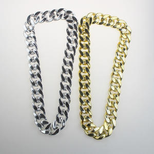 Cadena de eslabones cubanos de plástico chapada en oro con diseño de onda de agua, joyería de fiesta exagerada para hombre - Product Image 3