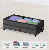 Rangement sous lit extensible avec roulettes, conteneurs roulants à couvercle transparent, organiseur de chaussures sous le lit, tiroir pour vêtements sous le lit
