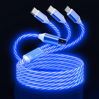 Cable de Carga Rápida 3 en 1 con Luces LED RGB para Coche y Teléfono, con Conectores 8pin/Type-C/Micro USB, para Impresora y Más