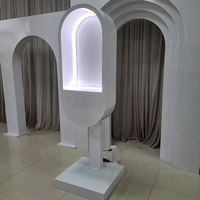 Cabine téléphonique décorative pour fête, avec éclairage LED, en métal blanc, support de livre d'or audio, cabine téléphonique blanche pour décoration de mariage