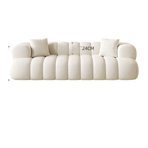 Sofa de combinaison sectionnel incurvé de cadre en bois massif rempli d'éponge de velours de tissu confortable crème de simplicité moderne <span class=keywords><strong>pour</strong></span> l'usage de villa - Product Image 3