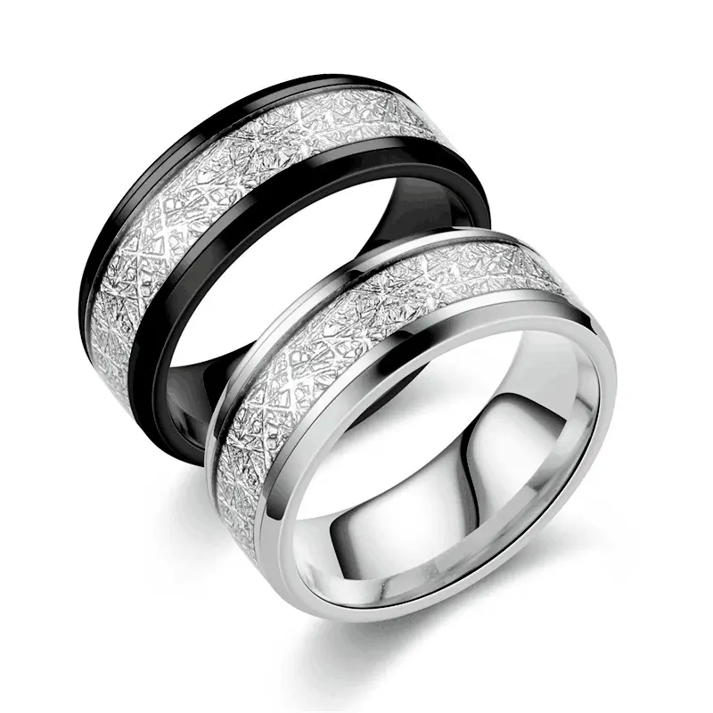 Nuovo Designer oro placcato titanio acciaio anello uomo moda anello da dito argento modello di seta in fibra di carbonio anelli Anillos De Hombre